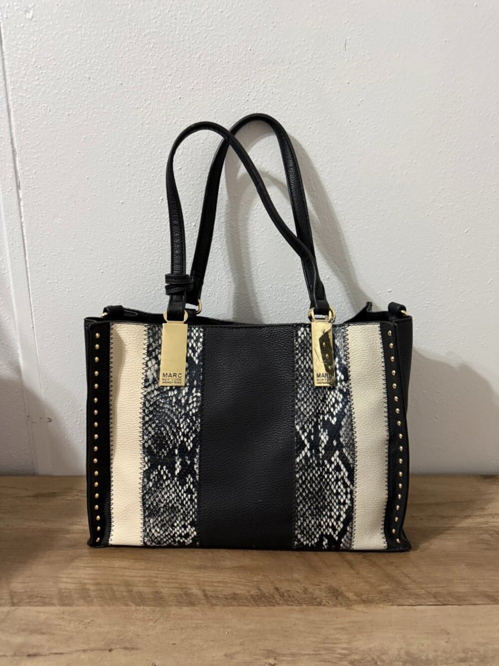 NWT Marc New York Black Cream Snakeskin 3-in-1 Tote Set 🖤